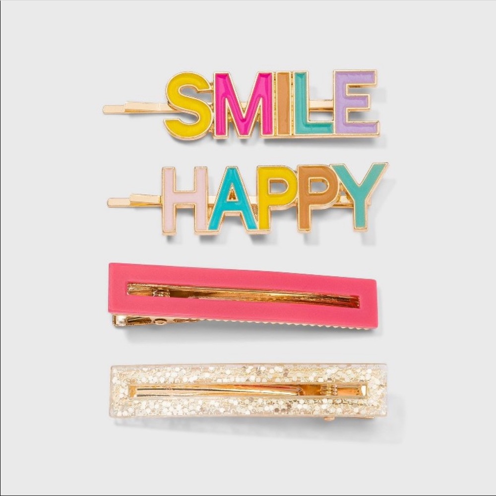 Cat & Jack Smile and Happy Hair 4 pack Clips